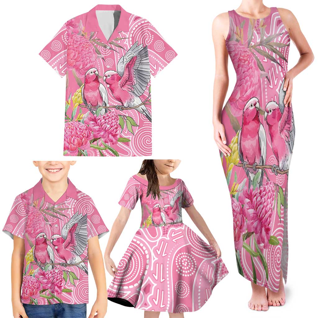 Australia Pink Galah Family Matching Tank Maxi Dress and Hawaiian Shirt Rose-breasted Cockatoo Waratah Indigenous Art - Aussie Hoodie