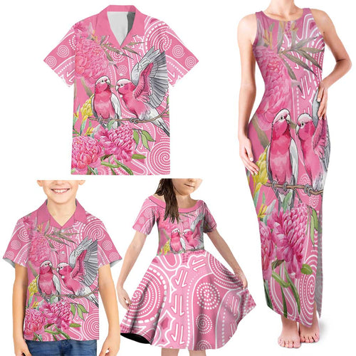 Australia Pink Galah Family Matching Tank Maxi Dress and Hawaiian Shirt Rose-breasted Cockatoo Waratah Indigenous Art - Aussie Hoodie