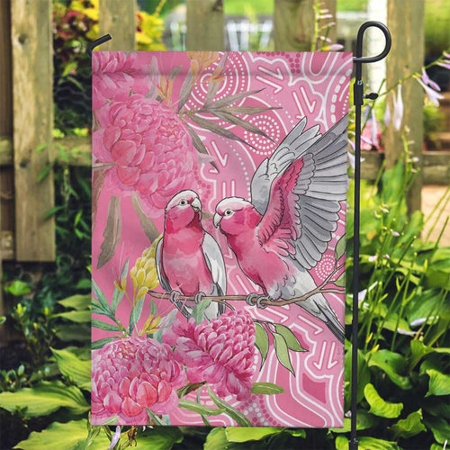 Australia Pink Galah Garden Flag Rose-breasted Cockatoo Waratah Indigenous Art - Aussie Hoodie