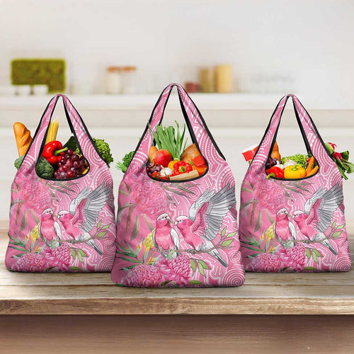 Australia Pink Galah Grocery Bag Rose-breasted Cockatoo Waratah Indigenous Art - Aussie Hoodie