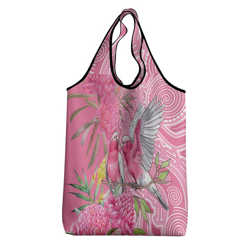 Australia Pink Galah Grocery Bag Rose-breasted Cockatoo Waratah Indigenous Art - Aussie Hoodie