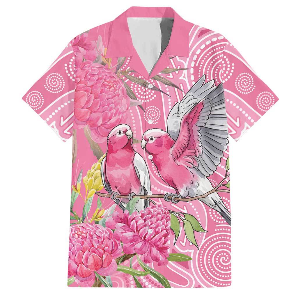Australia Pink Galah Hawaiian Shirt Rose-breasted Cockatoo Waratah Indigenous Art - Aussie Hoodie