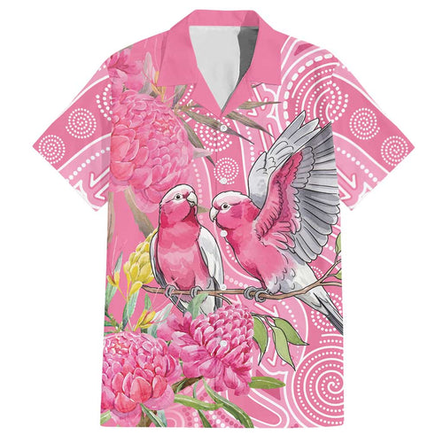 Australia Pink Galah Hawaiian Shirt Rose-breasted Cockatoo Waratah Indigenous Art - Aussie Hoodie