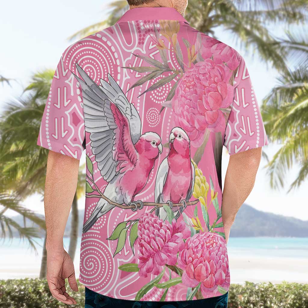 Australia Pink Galah Hawaiian Shirt Rose-breasted Cockatoo Waratah Indigenous Art - Aussie Hoodie