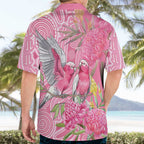 Australia Pink Galah Hawaiian Shirt Rose-breasted Cockatoo Waratah Indigenous Art - Aussie Hoodie