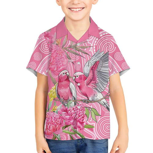 Australia Pink Galah Hawaiian Shirt Rose-breasted Cockatoo Waratah Indigenous Art - Aussie Hoodie