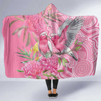 Australia Pink Galah Hooded Blanket Rose-breasted Cockatoo Waratah Indigenous Art - Aussie Hoodie