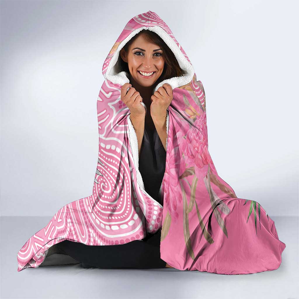 Australia Pink Galah Hooded Blanket Rose-breasted Cockatoo Waratah Indigenous Art - Aussie Hoodie