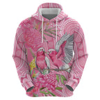 Australia Pink Galah Hoodie Rose-breasted Cockatoo Waratah Indigenous Art - Aussie Hoodie