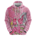 Australia Pink Galah Hoodie Rose-breasted Cockatoo Waratah Indigenous Art - Aussie Hoodie