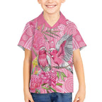 Australia Pink Galah Kid Hawaiian Shirt Rose-breasted Cockatoo Waratah Indigenous Art - Aussie Hoodie