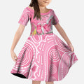 Australia Pink Galah Kid Short Sleeve Dress Rose-breasted Cockatoo Waratah Indigenous Art - Aussie Hoodie