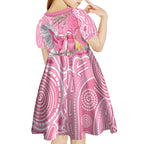 Australia Pink Galah Kid Short Sleeve Dress Rose-breasted Cockatoo Waratah Indigenous Art - Aussie Hoodie