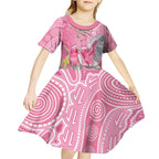 Australia Pink Galah Kid Short Sleeve Dress Rose-breasted Cockatoo Waratah Indigenous Art - Aussie Hoodie