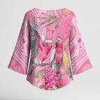 Australia Pink Galah Kimono Sleeve Blouse Rose-breasted Cockatoo Waratah Indigenous Art - Aussie Hoodie