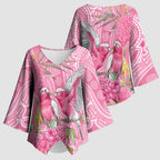 Australia Pink Galah Kimono Sleeve Blouse Rose-breasted Cockatoo Waratah Indigenous Art - Aussie Hoodie