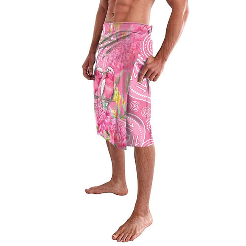 Australia Pink Galah Lavalava Rose-breasted Cockatoo Waratah Indigenous Art - Aussie Hoodie
