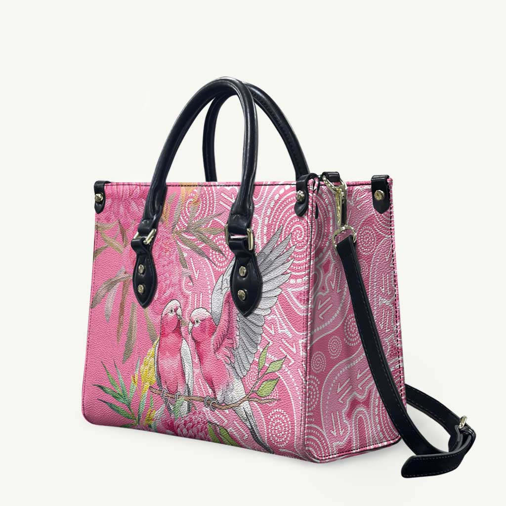 Australia Pink Galah Leather Bag Rose-breasted Cockatoo Waratah Indigenous Art - Aussie Hoodie