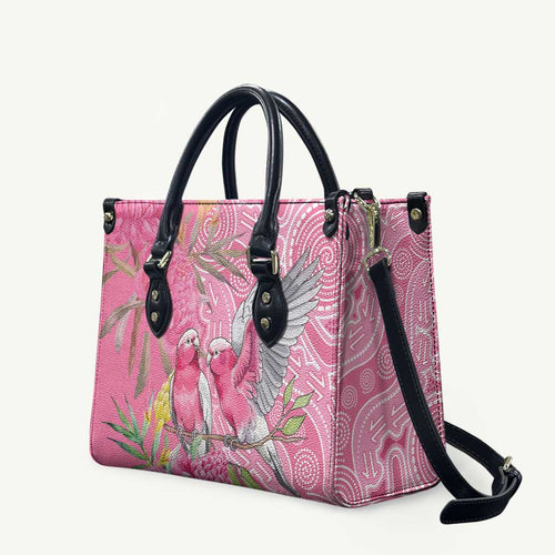 Australia Pink Galah Leather Bag Rose-breasted Cockatoo Waratah Indigenous Art - Aussie Hoodie