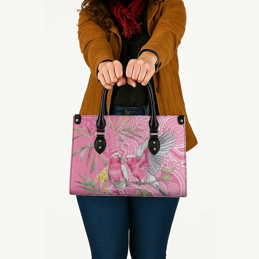 Australia Pink Galah Leather Bag Rose-breasted Cockatoo Waratah Indigenous Art - Aussie Hoodie
