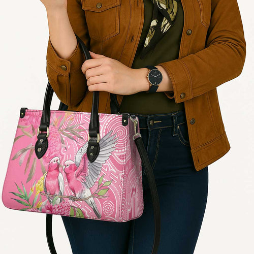 Australia Pink Galah Leather Bag Rose-breasted Cockatoo Waratah Indigenous Art - Aussie Hoodie