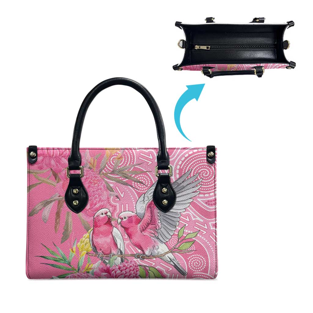 Australia Pink Galah Leather Bag Rose-breasted Cockatoo Waratah Indigenous Art - Aussie Hoodie