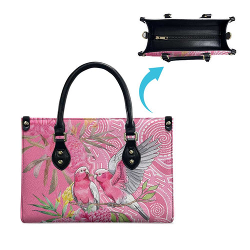 Australia Pink Galah Leather Bag Rose-breasted Cockatoo Waratah Indigenous Art - Aussie Hoodie