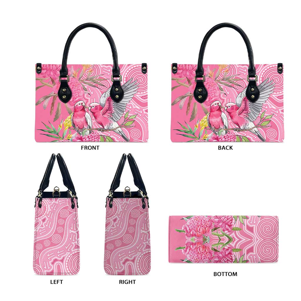 Australia Pink Galah Leather Bag Rose-breasted Cockatoo Waratah Indigenous Art - Aussie Hoodie