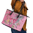 Australia Pink Galah Leather Tote Bag Rose-breasted Cockatoo Waratah Indigenous Art - Aussie Hoodie