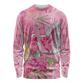 Australia Pink Galah Long Sleeve Shirt Rose-breasted Cockatoo Waratah Indigenous Art - Aussie Hoodie