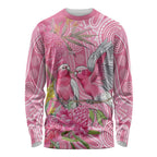 Australia Pink Galah Long Sleeve Shirt Rose-breasted Cockatoo Waratah Indigenous Art - Aussie Hoodie