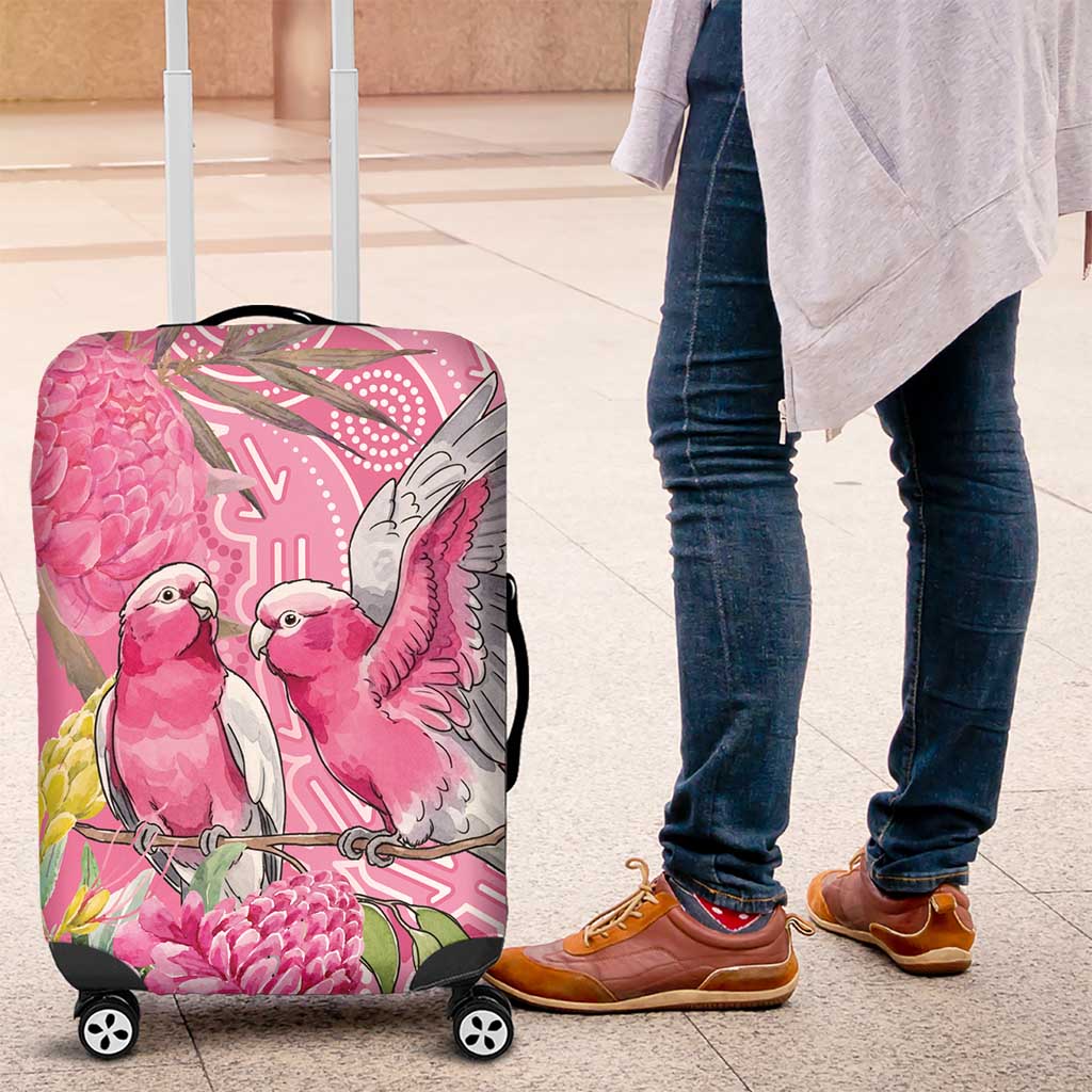Australia Pink Galah Luggage Cover Rose-breasted Cockatoo Waratah Indigenous Art - Aussie Hoodie