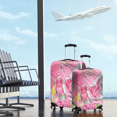 Australia Pink Galah Luggage Cover Rose-breasted Cockatoo Waratah Indigenous Art - Aussie Hoodie