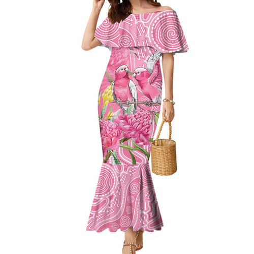 Australia Pink Galah Mermaid Dress Rose-breasted Cockatoo Waratah Indigenous Art - Aussie Hoodie