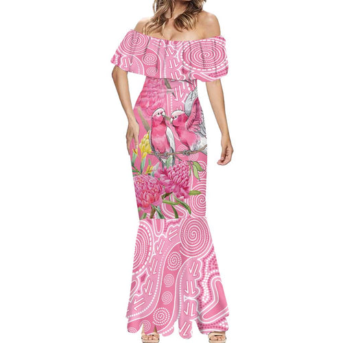 Australia Pink Galah Mermaid Dress Rose-breasted Cockatoo Waratah Indigenous Art - Aussie Hoodie