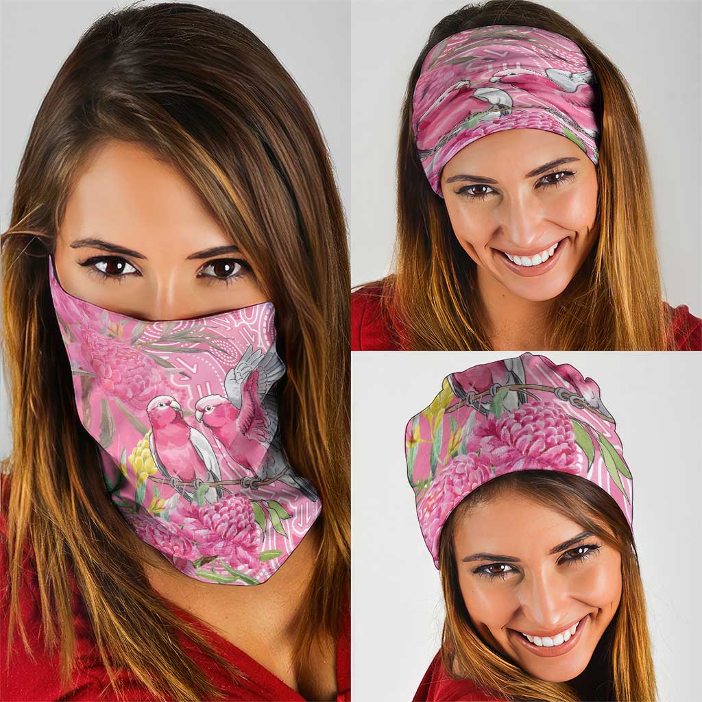 Australia Pink Galah Neck Gaiter Rose-breasted Cockatoo Waratah Indigenous Art - Aussie Hoodie