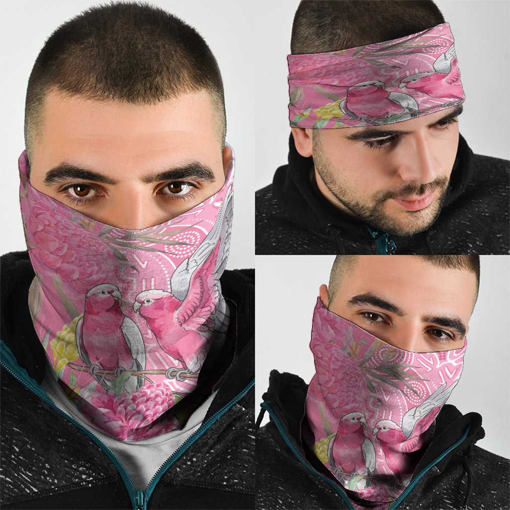 Australia Pink Galah Neck Gaiter Rose-breasted Cockatoo Waratah Indigenous Art - Aussie Hoodie