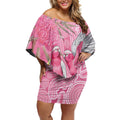 Australia Pink Galah Off Shoulder Short Dress Rose-breasted Cockatoo Waratah Indigenous Art - Aussie Hoodie