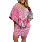 Australia Pink Galah Off Shoulder Short Dress Rose-breasted Cockatoo Waratah Indigenous Art - Aussie Hoodie
