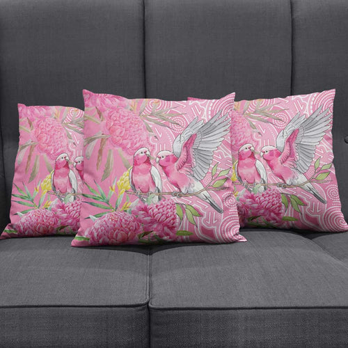 Australia Pink Galah Pillow Cover Rose-breasted Cockatoo Waratah Indigenous Art - Aussie Hoodie