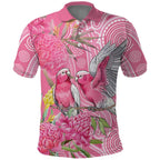Australia Pink Galah Polo Shirt Rose-breasted Cockatoo Waratah Indigenous Art - Aussie Hoodie