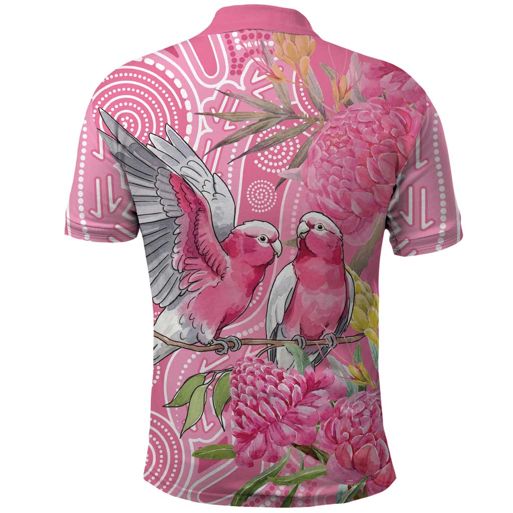 Australia Pink Galah Polo Shirt Rose-breasted Cockatoo Waratah Indigenous Art - Aussie Hoodie