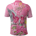 Australia Pink Galah Polo Shirt Rose-breasted Cockatoo Waratah Indigenous Art - Aussie Hoodie