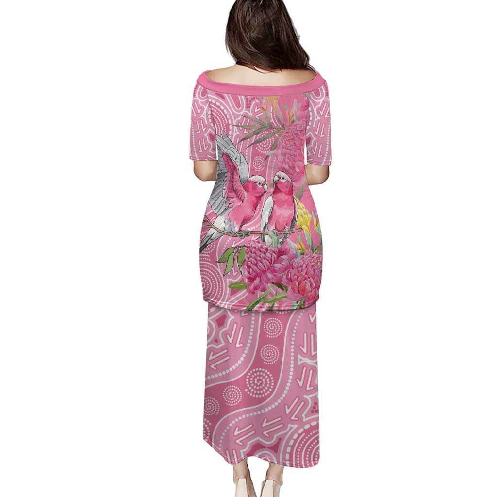 Australia Pink Galah Puletasi Rose-breasted Cockatoo Waratah Indigenous Art - Aussie Hoodie