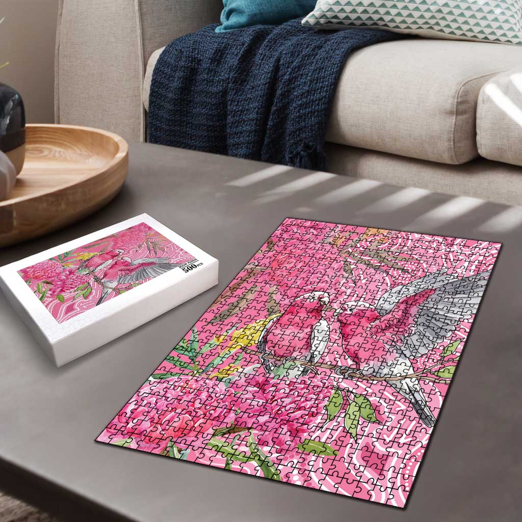 Australia Pink Galah Puzzle Rose-breasted Cockatoo Waratah Indigenous Art - Aussie Hoodie
