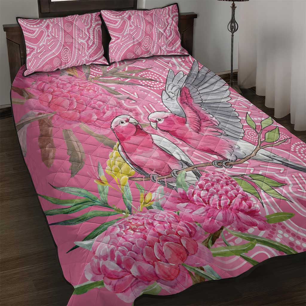 Australia Pink Galah Quilt Bed Set Rose-breasted Cockatoo Waratah Indigenous Art - Aussie Hoodie