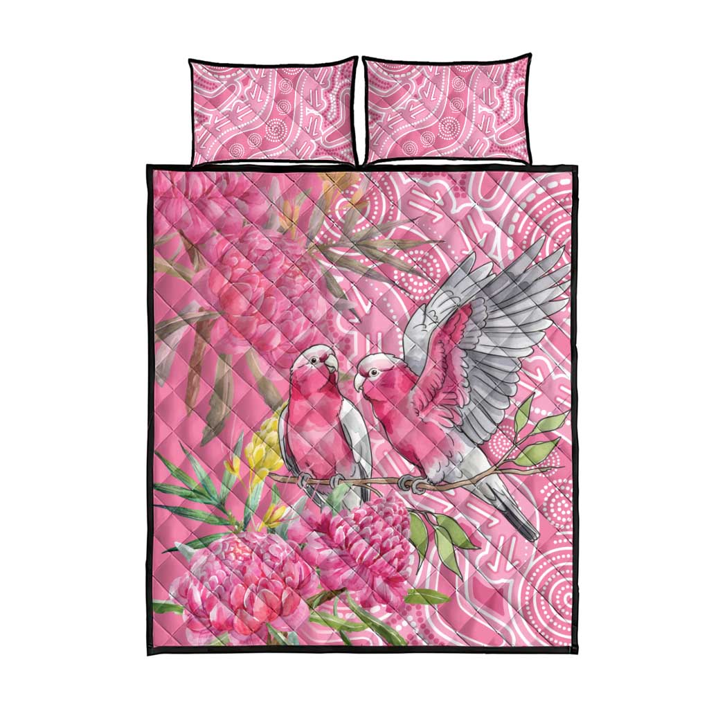 Australia Pink Galah Quilt Bed Set Rose-breasted Cockatoo Waratah Indigenous Art - Aussie Hoodie