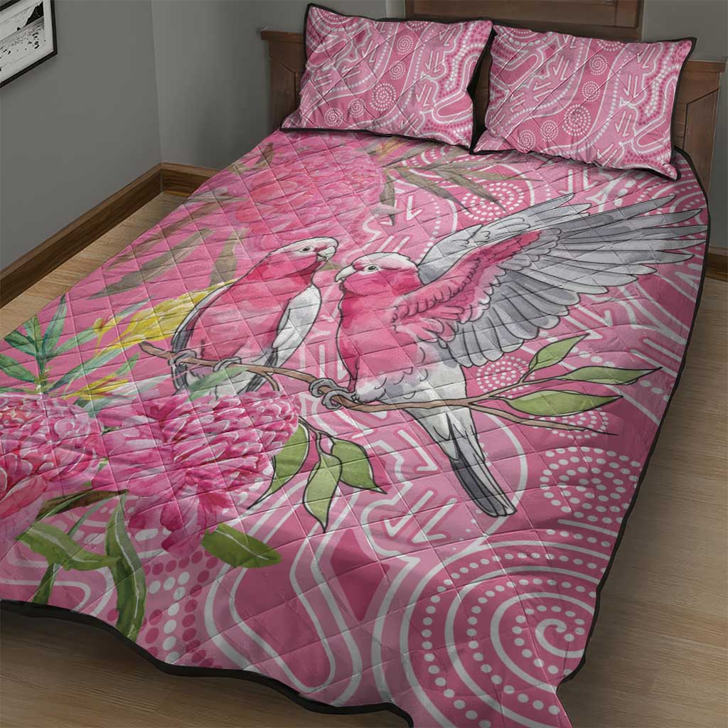 Australia Pink Galah Quilt Bed Set Rose-breasted Cockatoo Waratah Indigenous Art - Aussie Hoodie