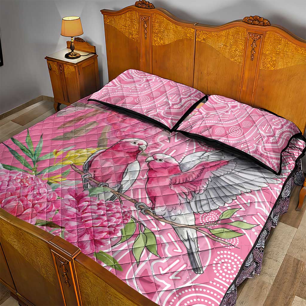 Australia Pink Galah Quilt Bed Set Rose-breasted Cockatoo Waratah Indigenous Art - Aussie Hoodie