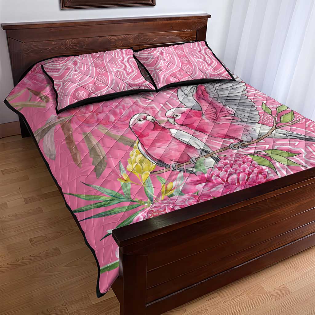 Australia Pink Galah Quilt Bed Set Rose-breasted Cockatoo Waratah Indigenous Art - Aussie Hoodie